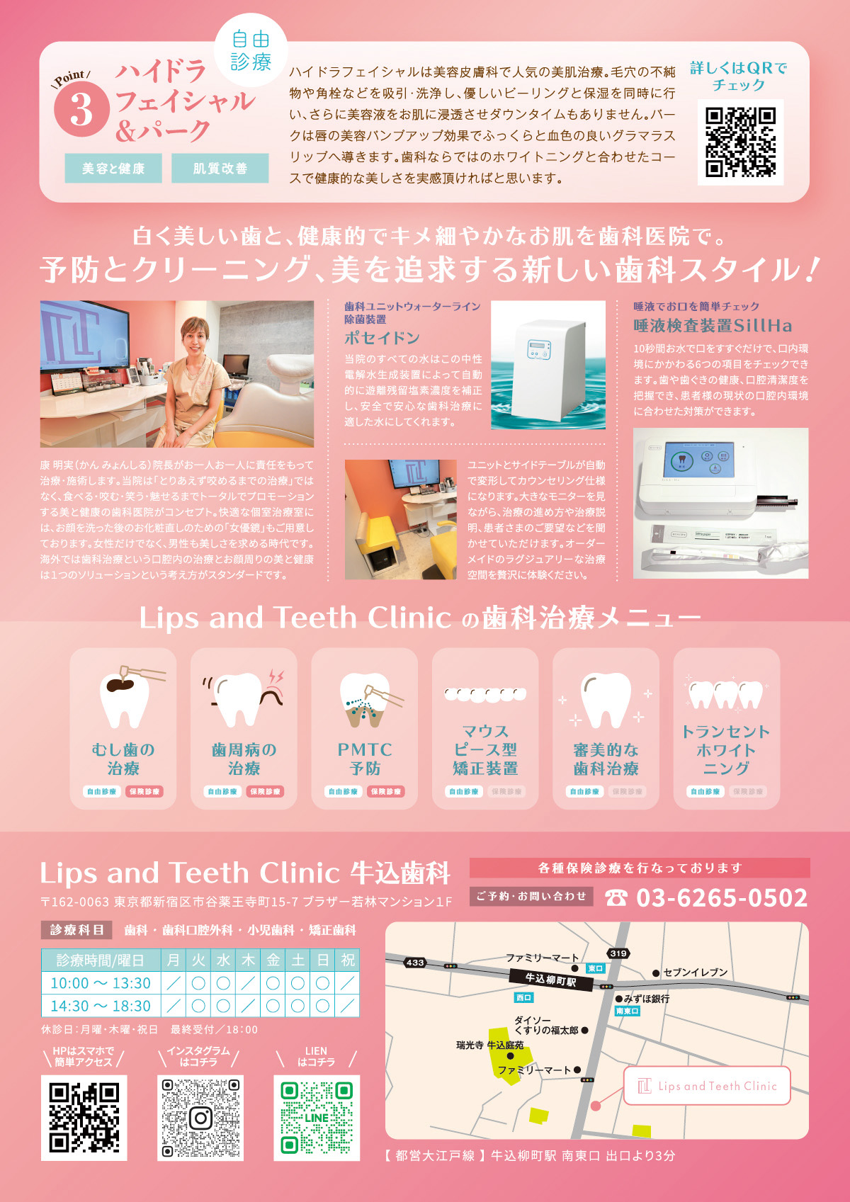 歯科チラシ・歯科開業チラシ・Lips and Teeth Clinic 牛込歯科